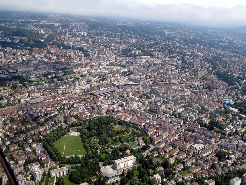 Vue aérienne de Lausanne